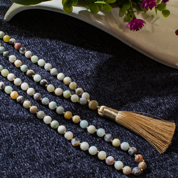 Collier Mala en Amazonite + Bracelet Offert