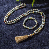 Collier Mala en Amazonite + Bracelet Offert