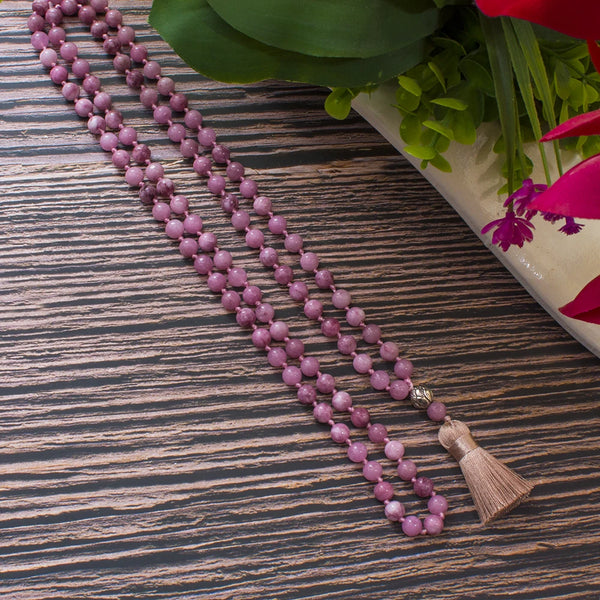 Collier Mala en Lépidolite + Bracelet Offert