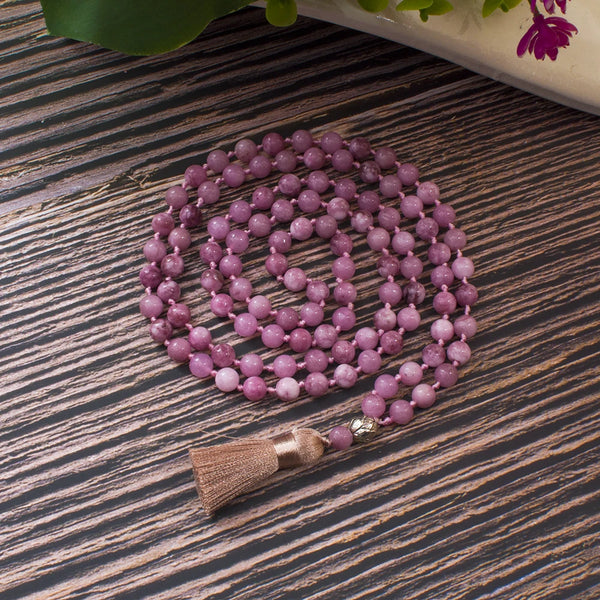 Collier Mala en Lépidolite