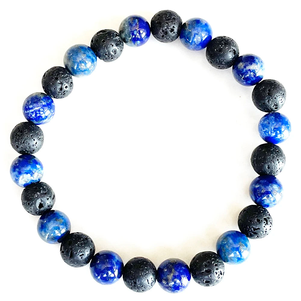 Bracelet de Lapis Lazuli et Pierre de Lave | Lithothérapie Stéphanie