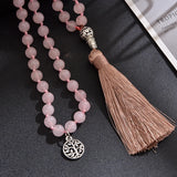 Collier Mala en Quartz Rose + Bracelet Offert