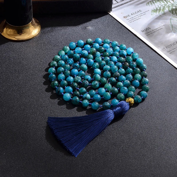 Collier Mala en Apatite Bleue