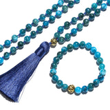 Collier Mala en Apatite Bleue + Bracelet Offert