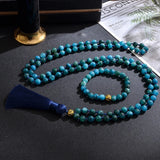 Collier Mala en Apatite Bleue + Bracelet Offert