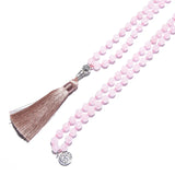 Collier Mala en Quartz Rose + Bracelet Offert