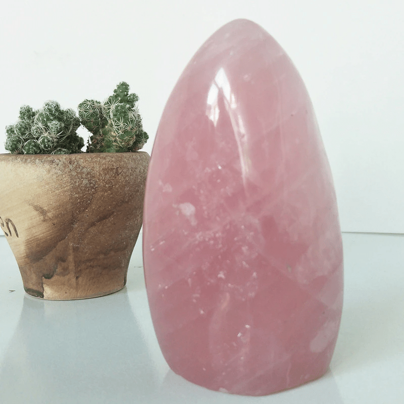 Bloc à Poser en Quartz Rose Poli | Lithothérapie Stéphanie
