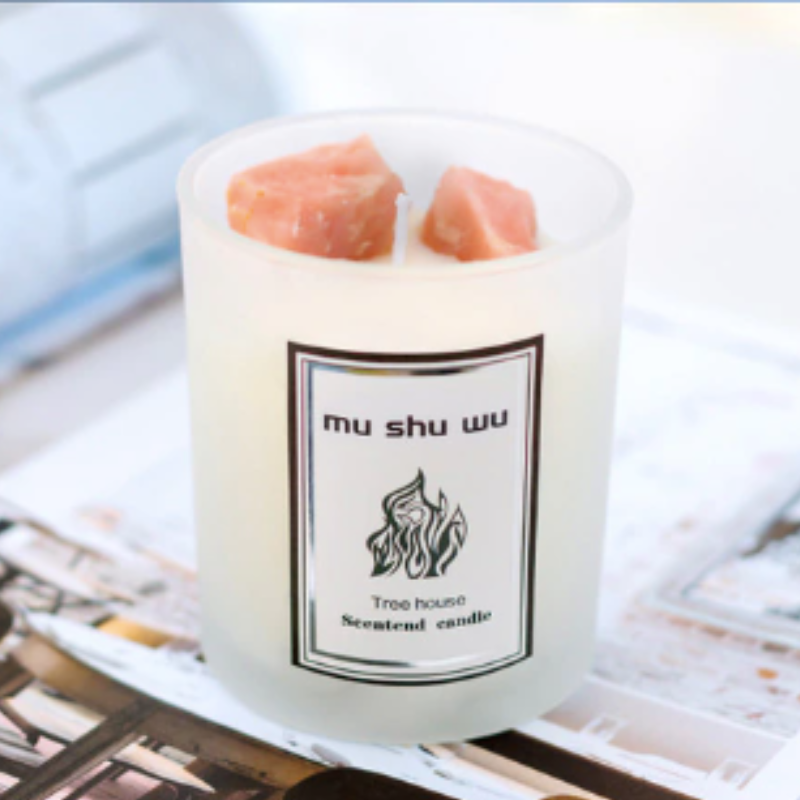 Bougie avec Pierres | Grand Format | Lithothérapie Stéphanie