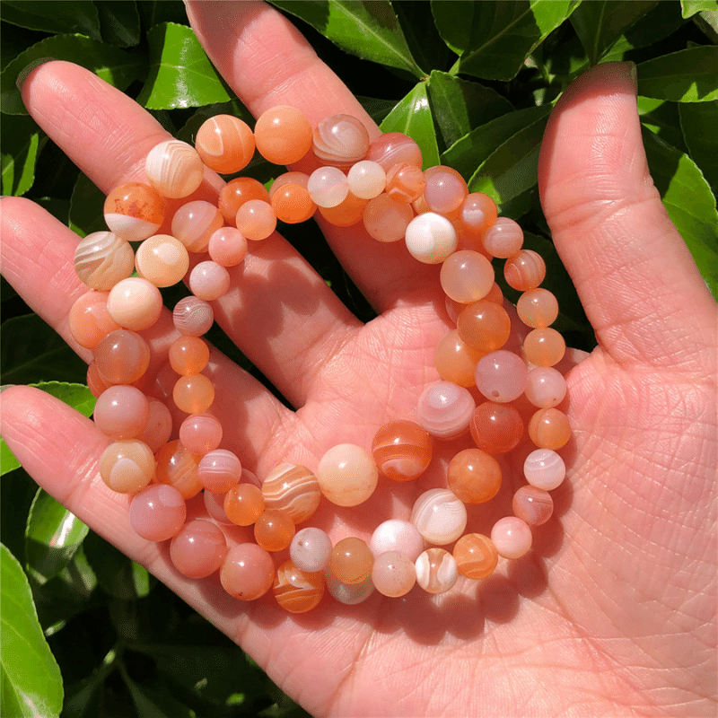 Bracelet Pierre Agate Abricot | Lithothérapie Stéphanie