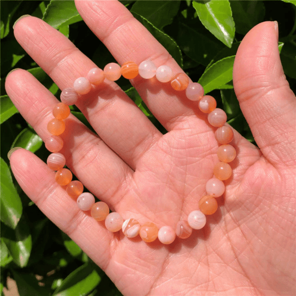 Bracelet Perles Agate Abricot | Lithothérapie Stéphanie
