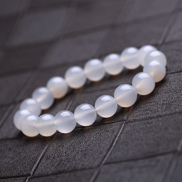 Bracelet Perles Agate Blanche | Lithothérapie Stéphanie