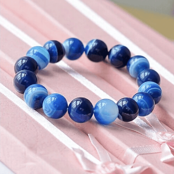 Bracelet Homme Agate Bleue | Lithothérapie Stéphanie