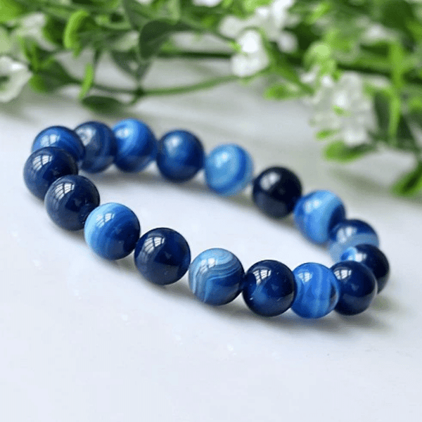 Bracelet Agate Bleue | Lithothérapie Stéphanie