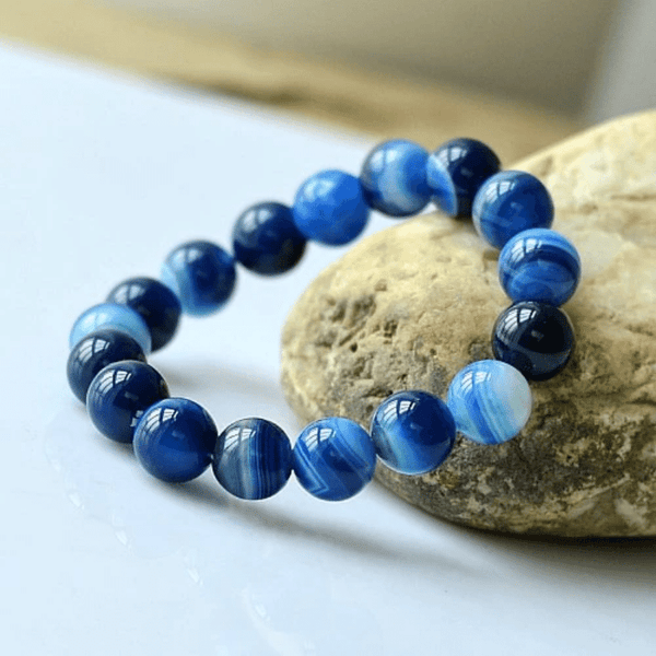 Bracelet en Agate Bleue | Lithothérapie Stéphanie