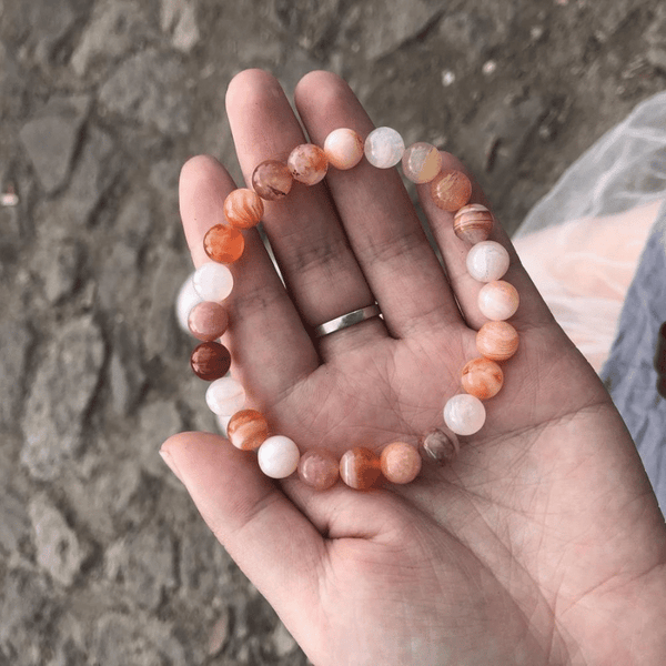 Bracelet Agate Botswana Orange | Lithothérapie Stéphanie