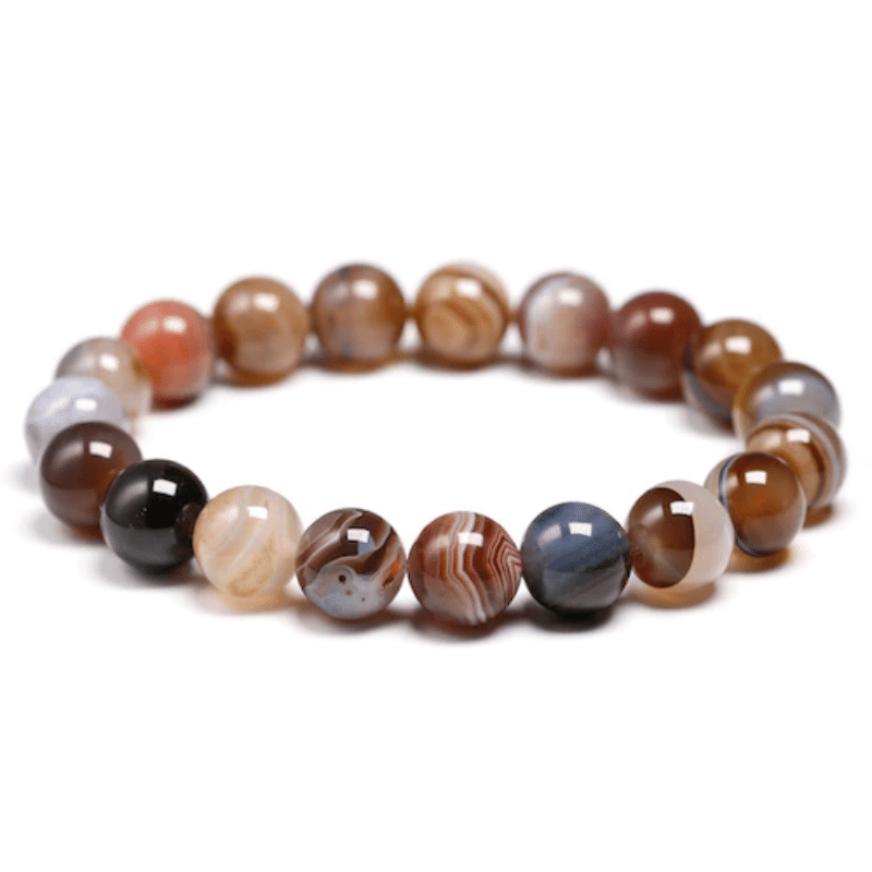 Bracelet en Agate Botswana 10MM | Lithothérapie Stéphanie