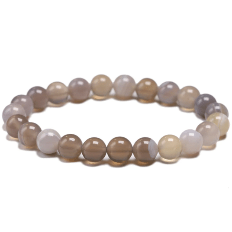 Bracelet en Agate Grise 8MM | Lithothérapie Stéphanie