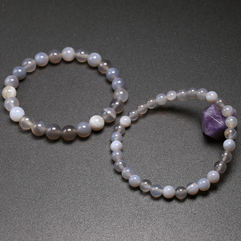 Bracelet Pierre Agate Grise | Lithothérapie Stéphanie