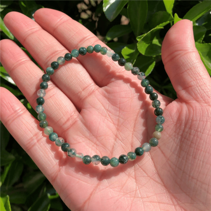 Bracelet Perles Agate Mousse | Lithothérapie Stéphanie