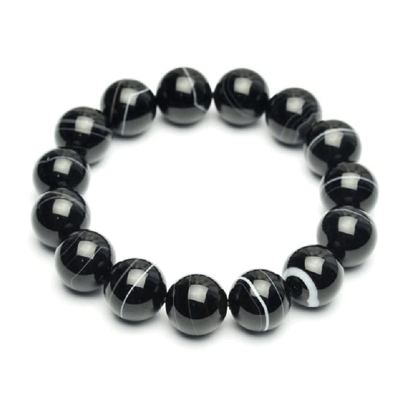 Bracelet Pierre Agate Noire et Blanche | Lithothérapie Stéphanie