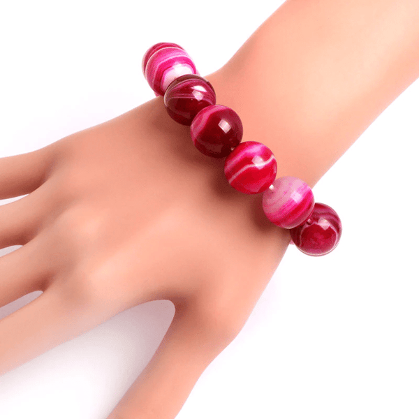 Bracelet en Agate Rose 14MM | Lithothérapie Stéphanie