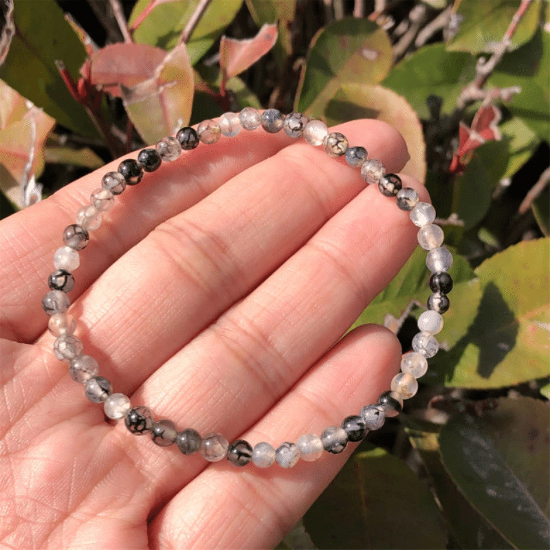 Bracelet Perles Agate Veine de Dragon | Lithothérapie Stéphanie