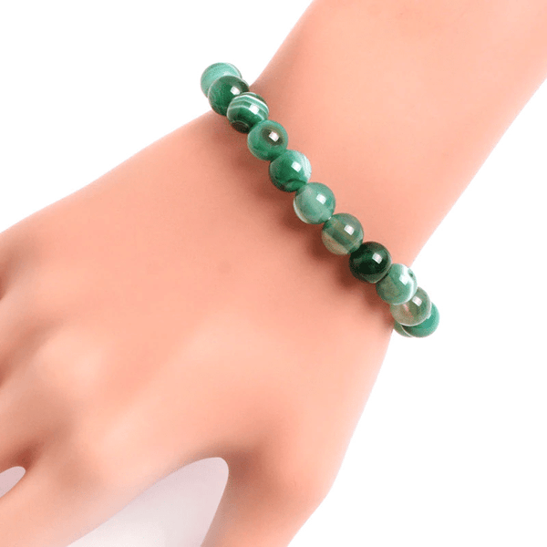 Bracelet en Agate Verte 8MM | Lithothérapie Stéphanie
