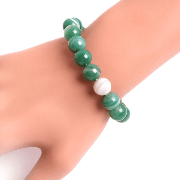Bracelet en Agate Verte 10MM | Lithothérapie Stéphanie