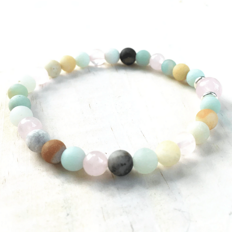 Bracelet en Quartz Rose et Amazonite | Lithothérapie Stéphanie