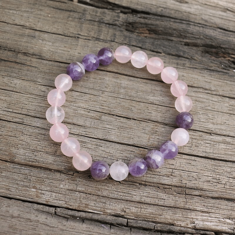 Bracelet Améthyste et Quartz Rose | Lithothérapie Stéphanie
