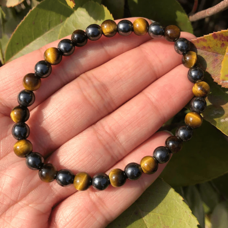 Bracelet en Oeil de Tigre et Hématite | Lithothérapie Stéphanie