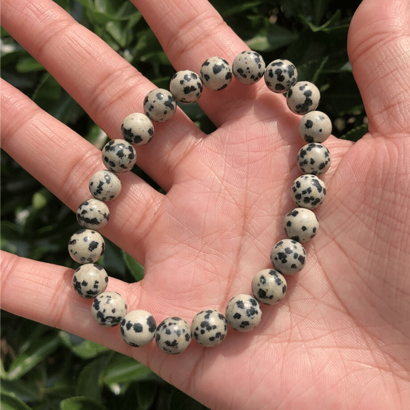 Bracelet Homme en Jaspe Dalmatien | Lithothérapie Stéphanie