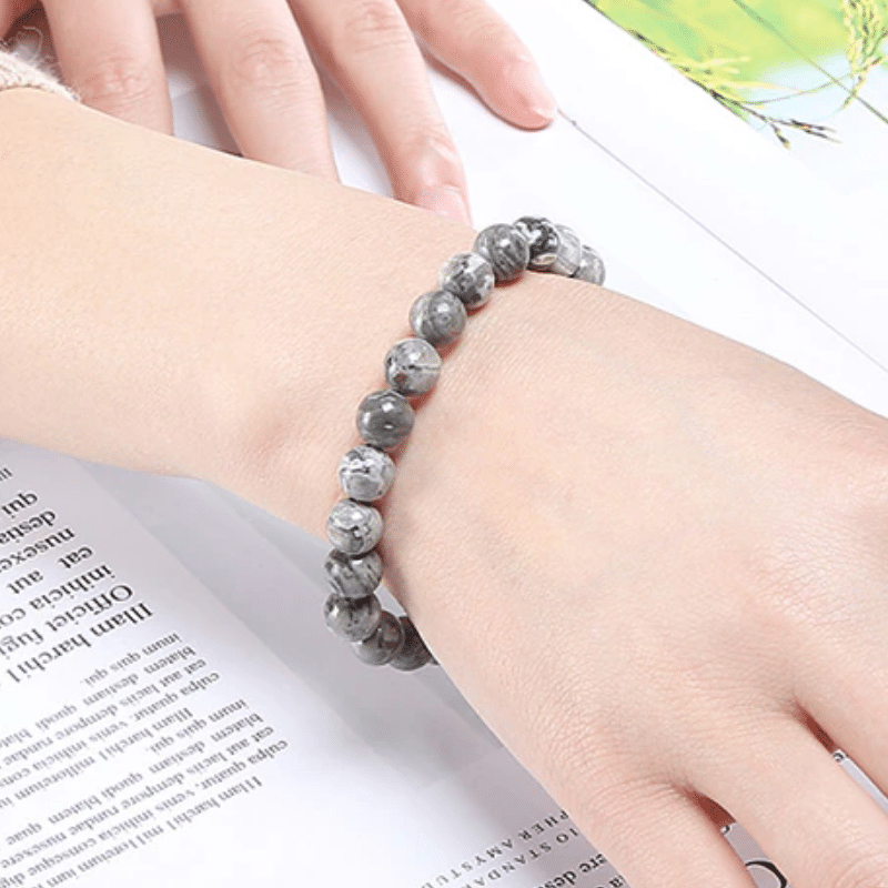 Bracelet Femme en Jaspe Gris | Lithothérapie Stéphanie