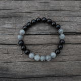 Bracelet en Labradorite et Onyx Noir | Lithothérapie Stéphanie