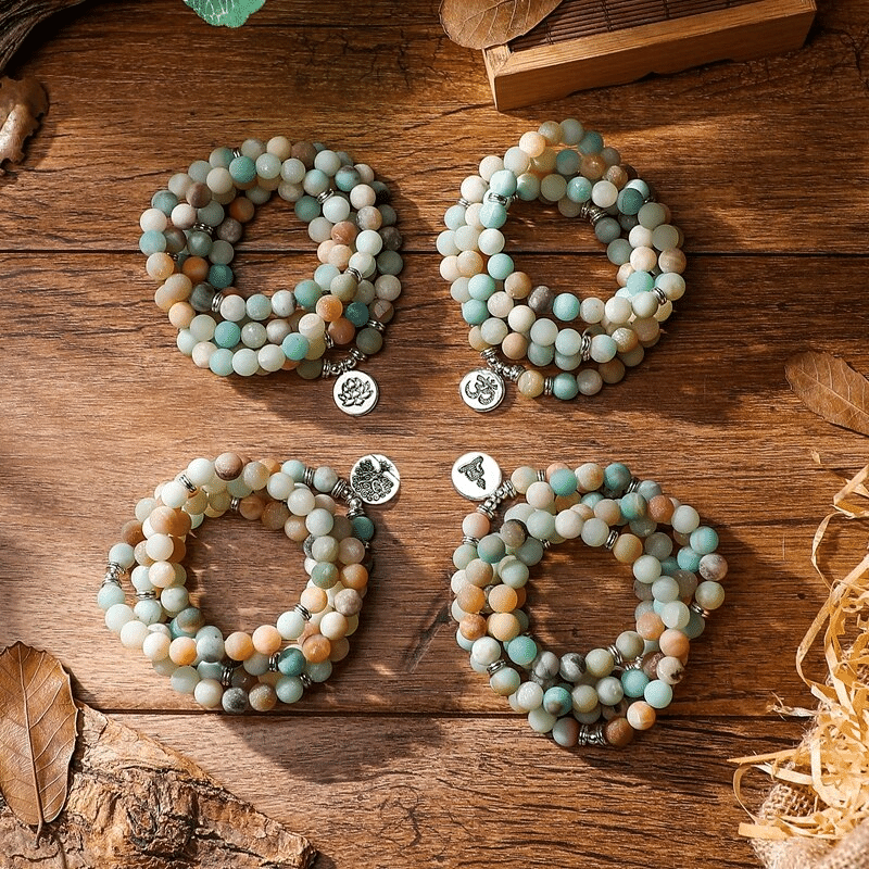 Bracelet Mala 108 Perles en Amazonite | Lithothérapie Stéphanie