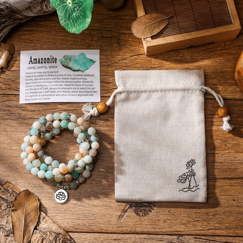 Mala 108 Perles en Amazonite | Lithothérapie Stéphanie