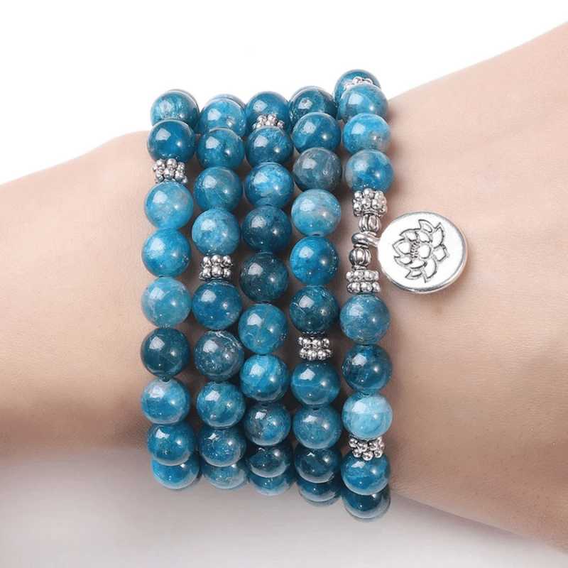 Bracelet Mala en Apatite Bleue | Lithothérapie Stéphanie