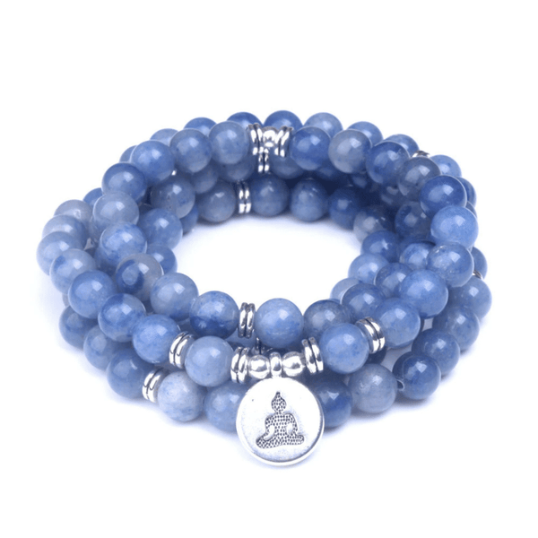 Bracelet Mala Bouddhiste en Aventurine Bleue | Lithothérapie Stéphanie