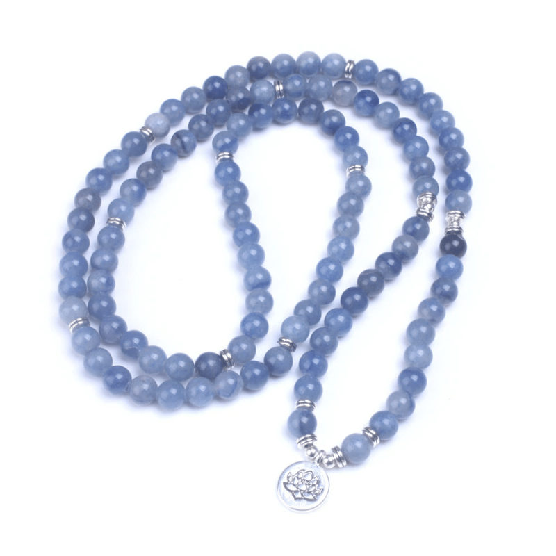 Collier Mala en Aventurine Bleue | Lithothérapie Stéphanie