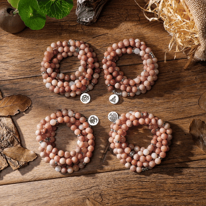Bracelet Mala 108 Perles en Aventurine Rose | Lithothérapie Stéphanie
