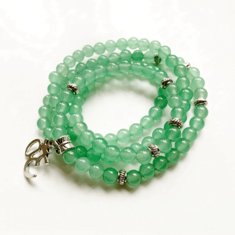 Bracelet Mala Tibétain en Aventurine Verte | Lithothérapie Stéphanie