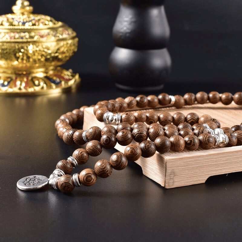 Bracelet Mala en Bois Naturel | Lithothérapie Stéphanie
