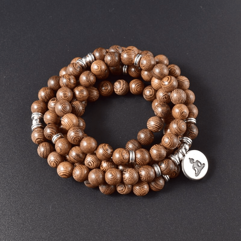 Bracelet Mala Bouddhiste en Bois | Lithothérapie Stéphanie