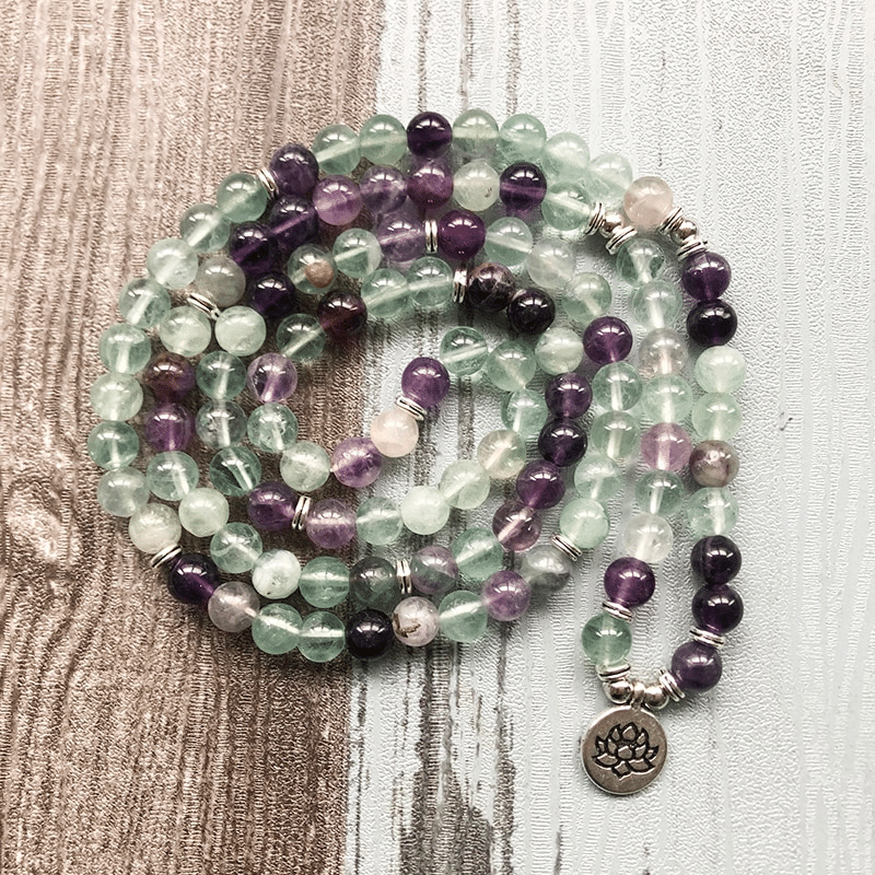 Bracelet Mala 108 Perles en Fluorite | Lithothérapie Stéphanie
