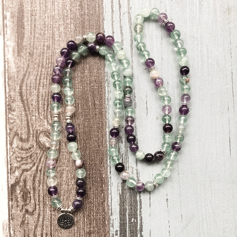 Bracelet Mala Tibétain en Fluorite | Lithothérapie Stéphanie
