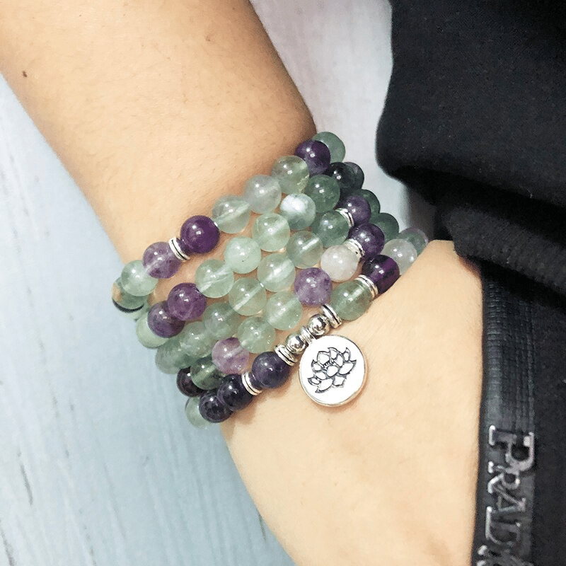 Bracelet Mala Bouddhiste en Fluorite | Lithothérapie Stéphanie