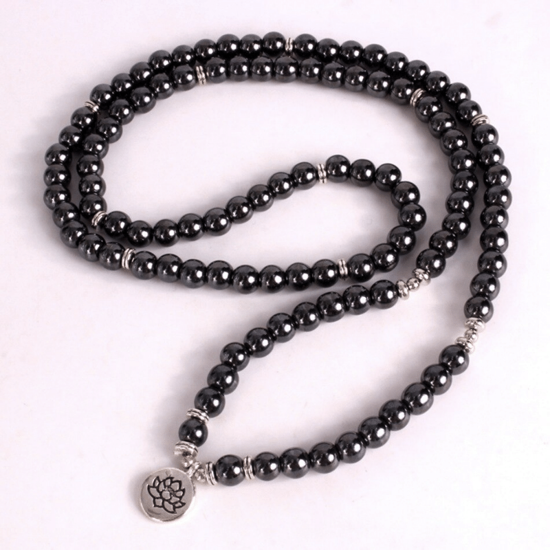 Bracelet Mala 108 Perles en Hématite | Lithothérapie Stéphanie