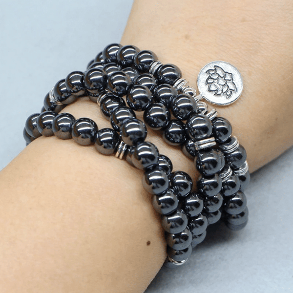 Bracelet Mala Bouddhiste en Hématite | Lithothérapie Stéphanie