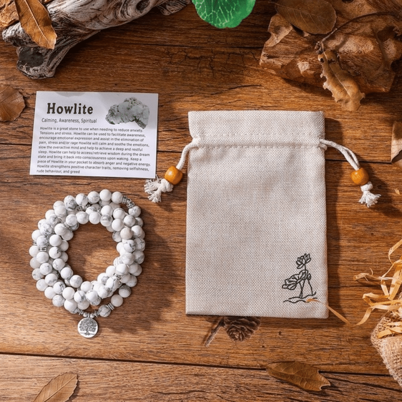 Bracelet Mala en Howlite Blanche | Lithothérapie Stéphanie