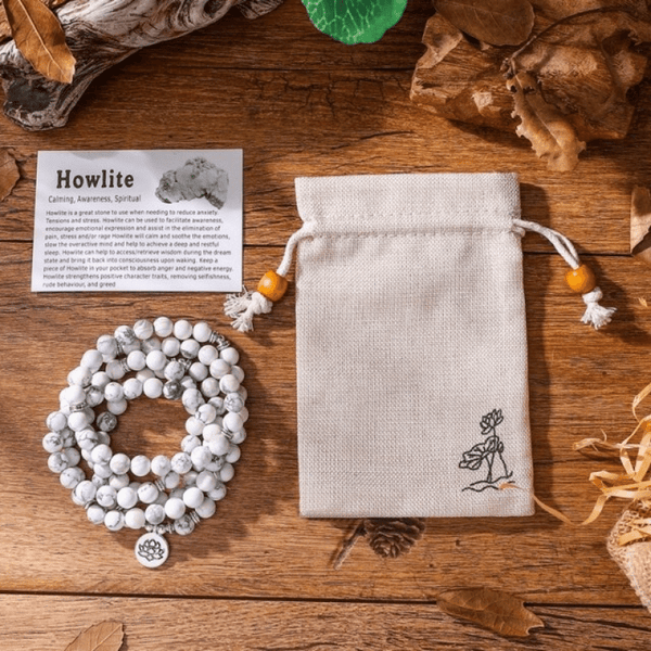 Mala 108 Perles en Howlite | Lithothérapie Stéphanie